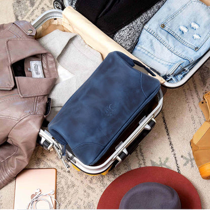Euphrates Leather Toiletry & Large Dopp Kit - Navy
