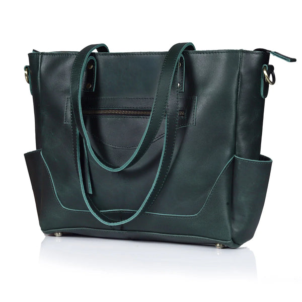 Chelsea Green Leather Tote Bag For Women