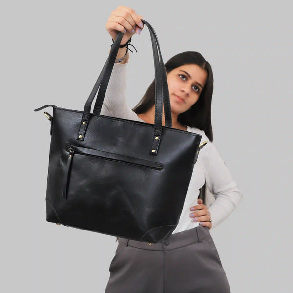 Bournemouth Black Leather Tote Bag For Women
