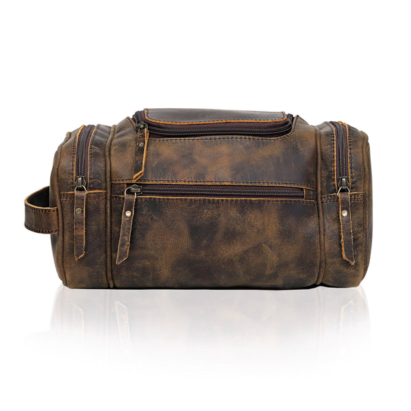 Lincoln Unisex Brown Leather Toiletry Bag