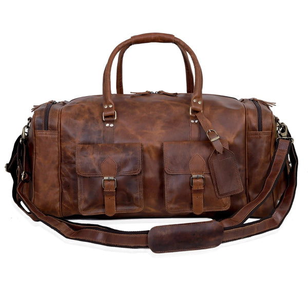 Wimbledon Tan Leather Duffle Bag For Men