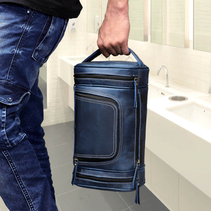 Rio Grande Leather Toiletry & Large Dopp Kit - NAVY