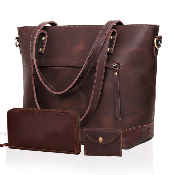 Bournemouth Brown Leather Tote Bag Combo For Women