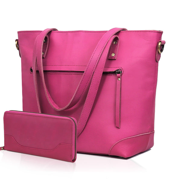 Bournemouth Pink Leather Tote Bag For Women