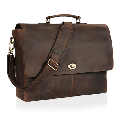 CAPTAIN BROWN LEATHER MESSENGER BAG
