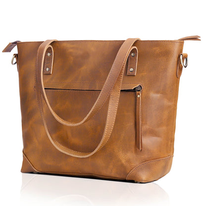 PORTLAND BUFFALO LEATHER TOTE BAG - TAN