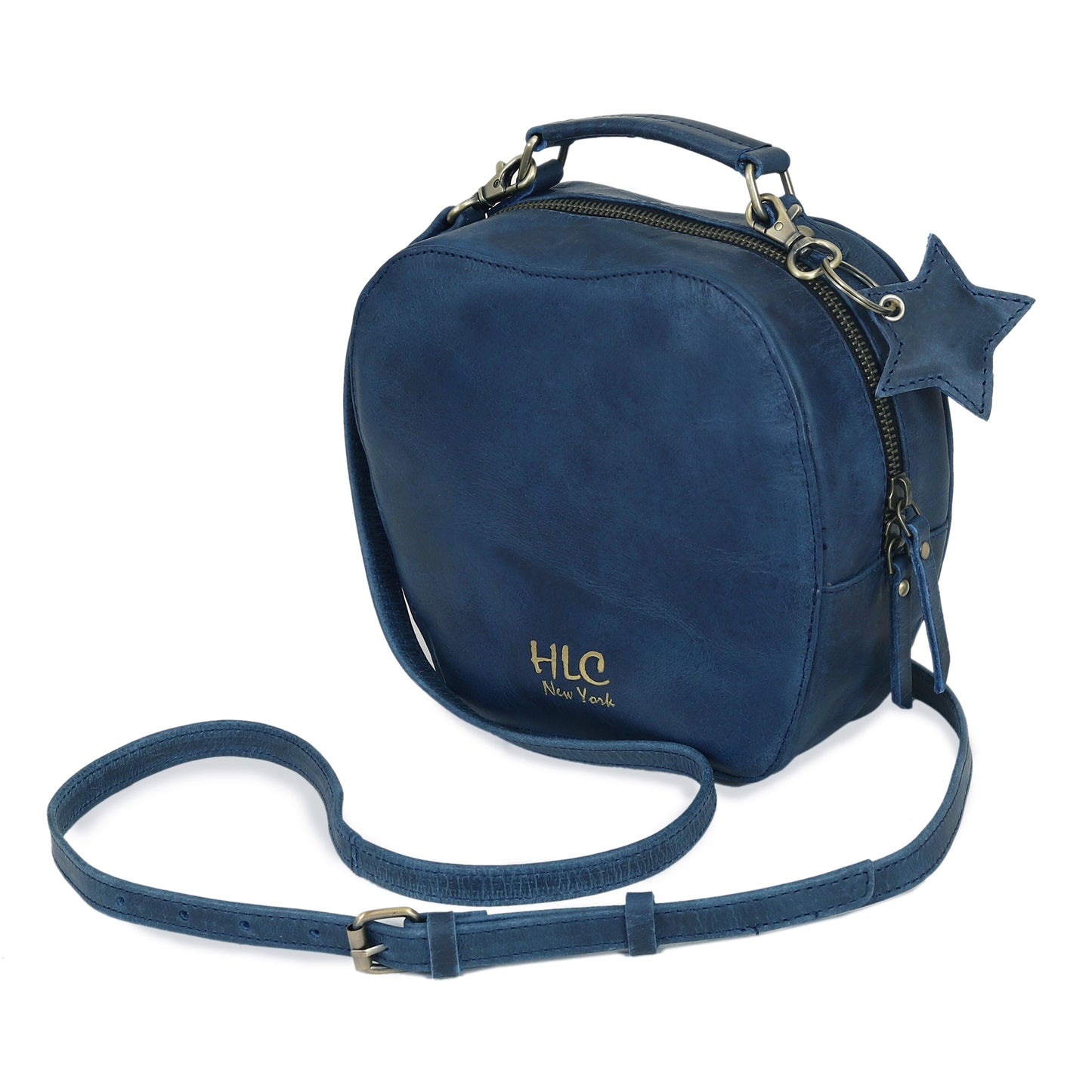 HLC collection Small Apple Cut Crossbody Bag Women - Navy