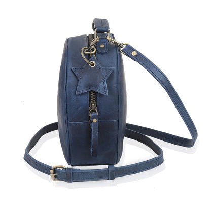 HLC collection Small Apple Cut Crossbody Bag Women - Navy