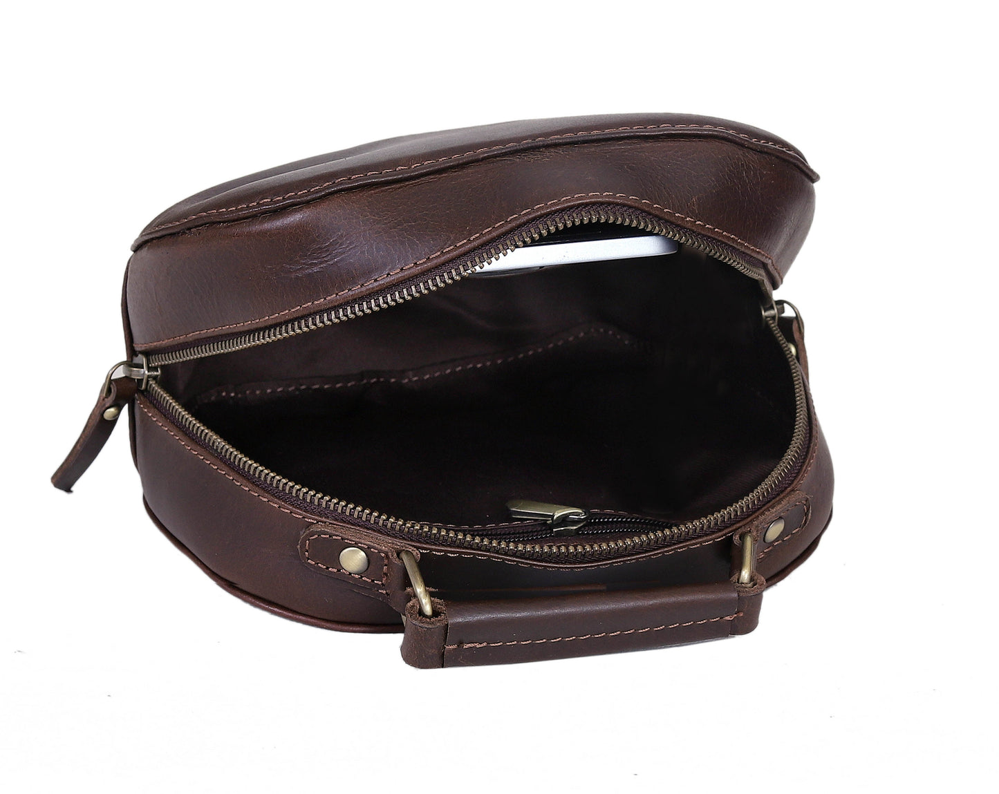 HLC collection Small Apple Cut Crossbody Bag Women - Brown