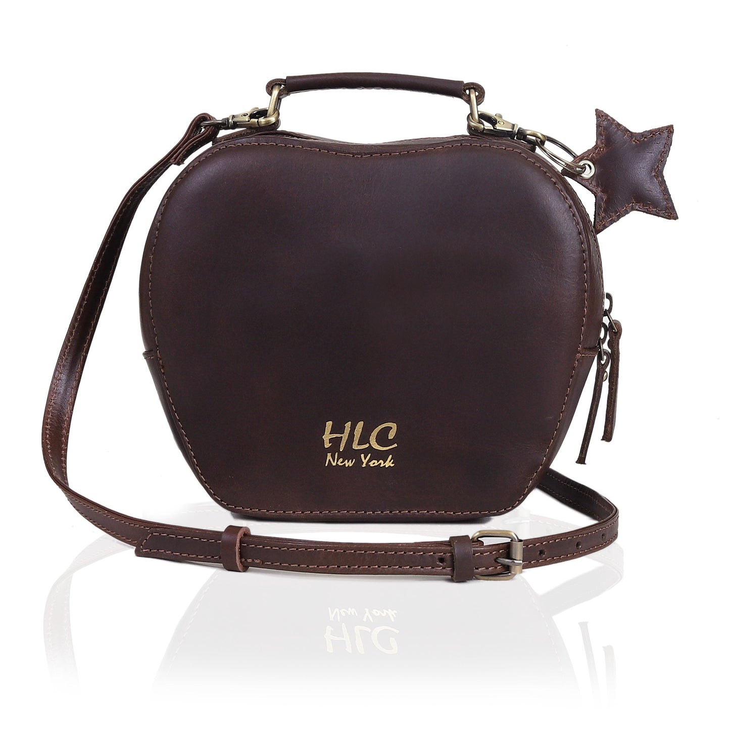 HLC collection Small Apple Cut Crossbody Bag Women - Brown
