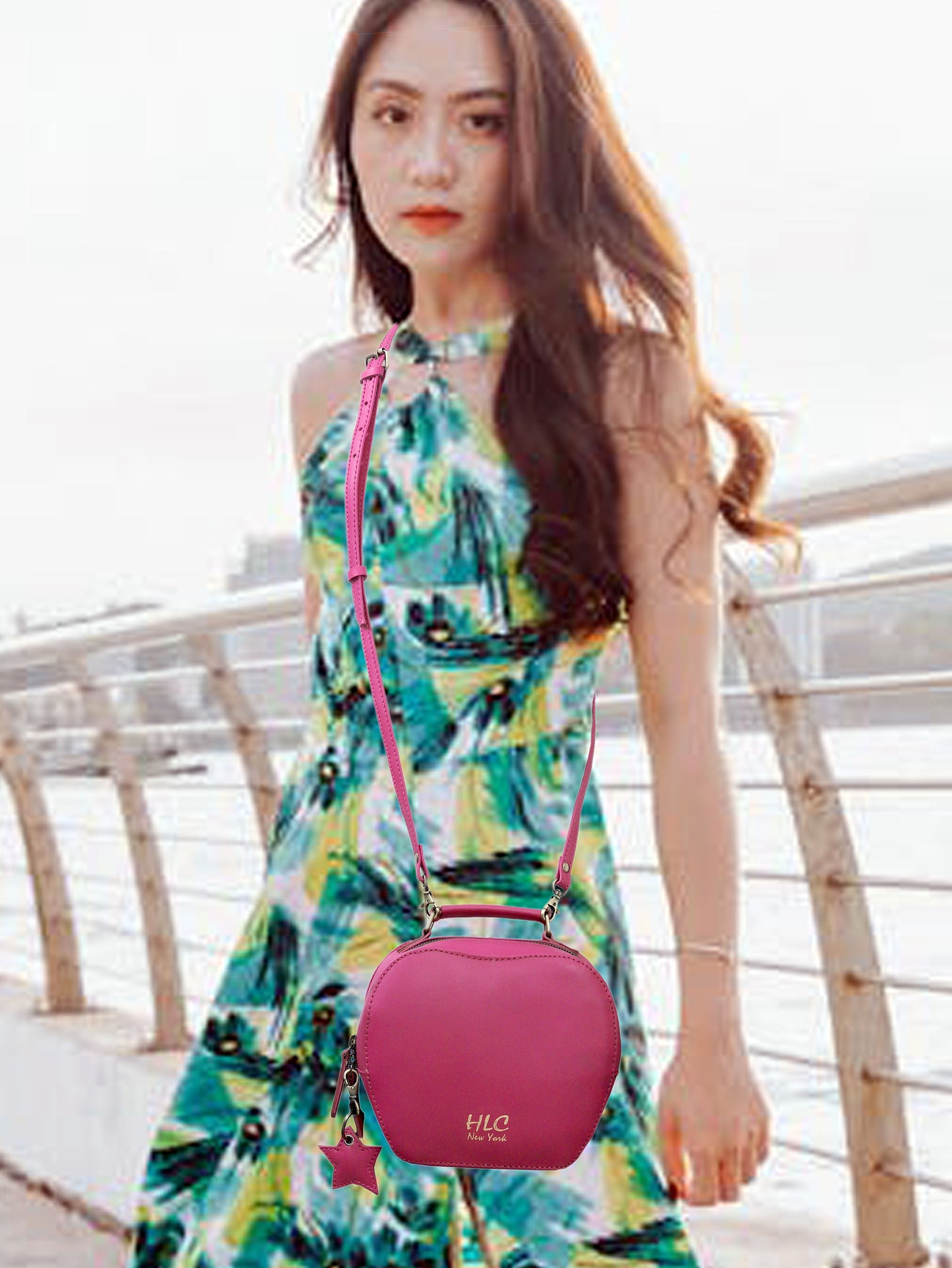 HLC collection Small Apple Cut Crossbody Bag Women - Pink