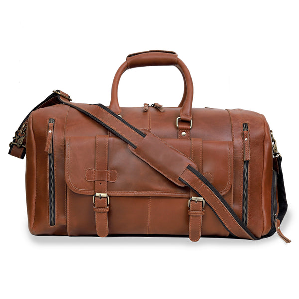 Soho Tan Leather Duffle Bag For Men