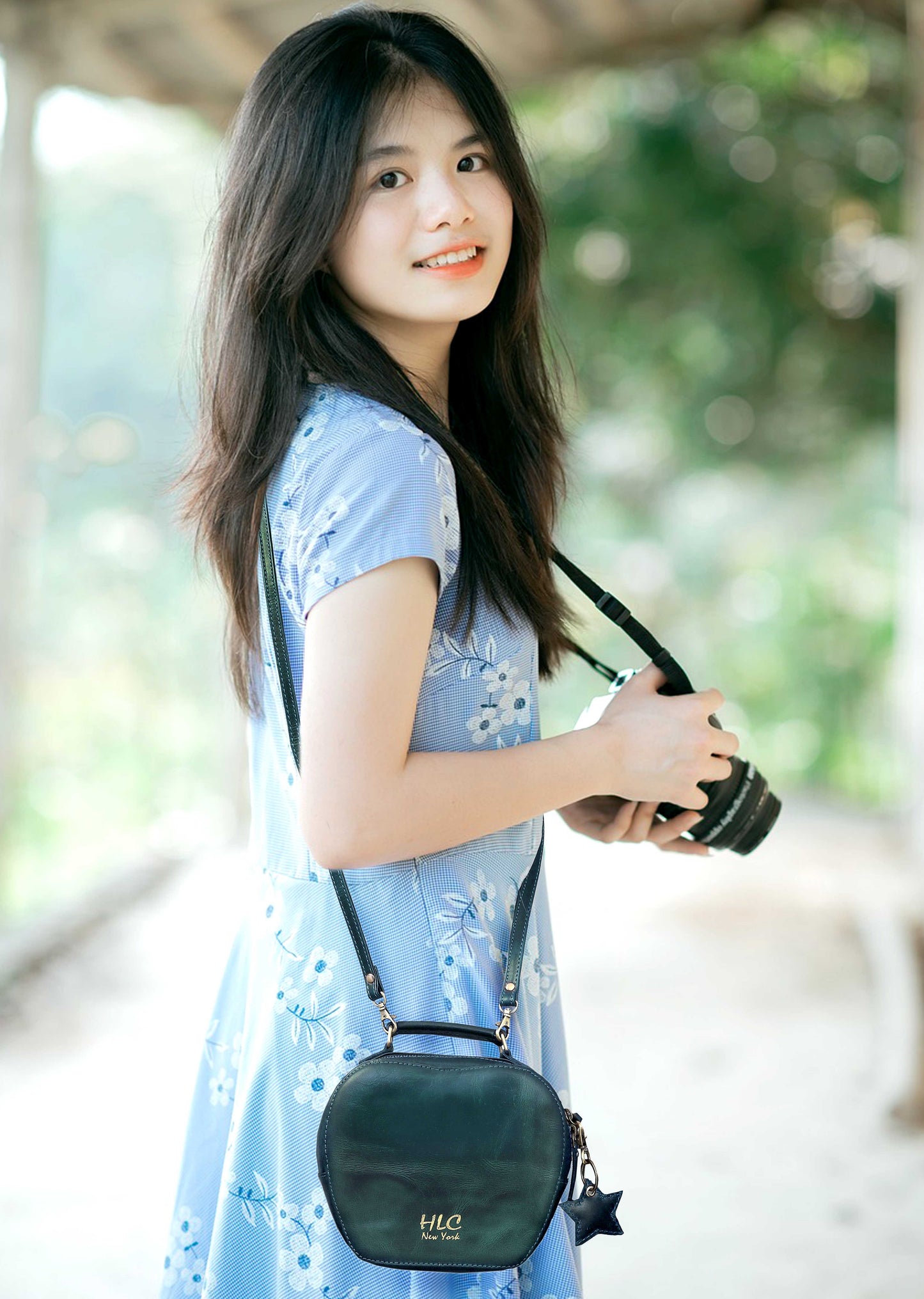 HLC collection Small Apple Cut Crossbody Bag Women - Green