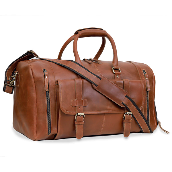 Soho Tan Leather Duffle Bag For Men