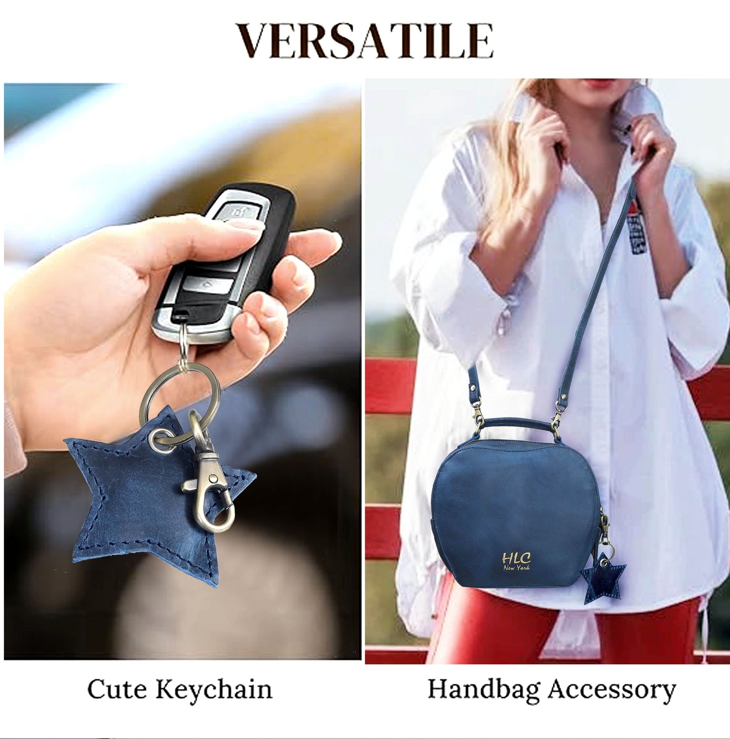 HLC collection Small Apple Cut Crossbody Bag Women - Navy