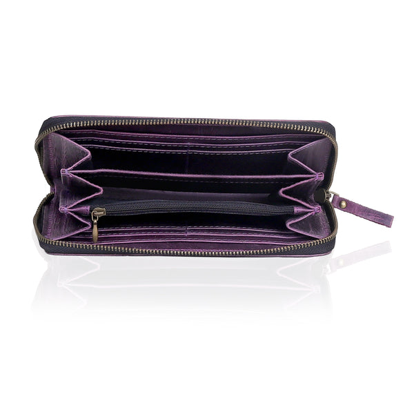Slim Purple Leather Wallet