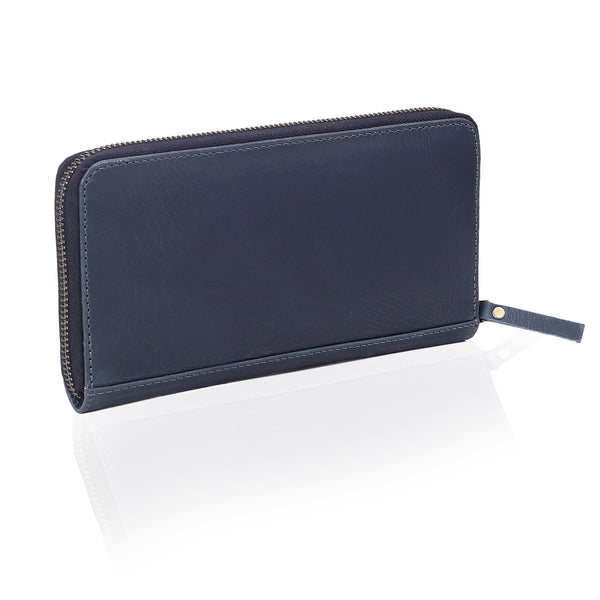 Slim Navy Leather Wallet
