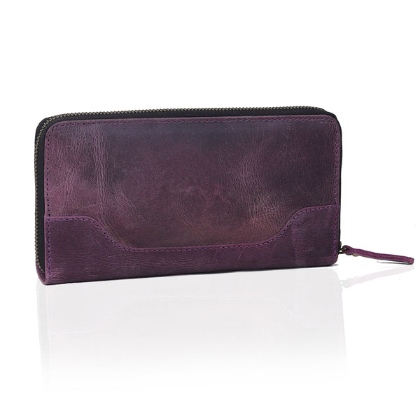 Slim Purple Leather Wallet