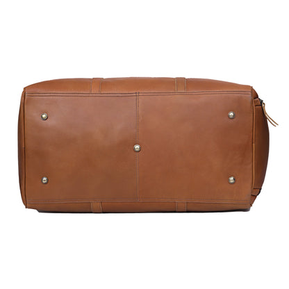 JOHN LEATHER DUFFEL BAG FOR MEN - TAN