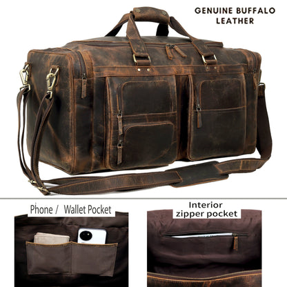 Denver Buffalo Leather Weekender Bag