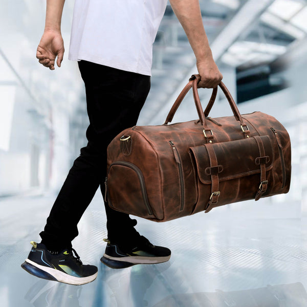 Soho Brown Leather Duffle Bag For Men