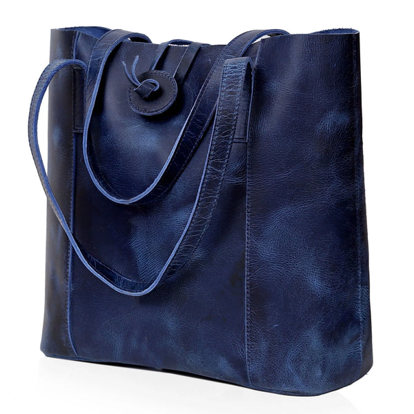 Wrexham Blue Leather Tote Bag For Women