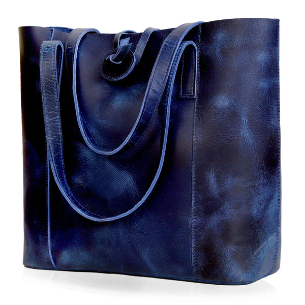 Wrexham Blue Leather Tote Bag For Women
