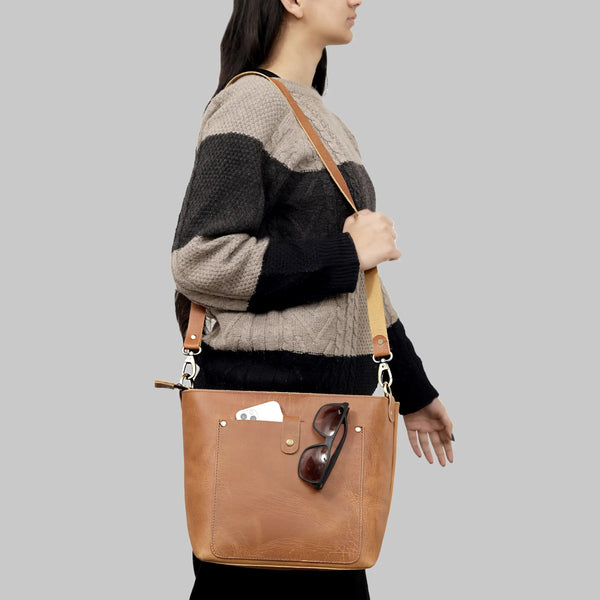 Manchester Tan Leather Tote Bag For Women