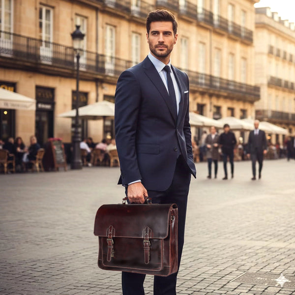 Brown Buffalo Leather Messenger Bag for Men – Landon Vintage Laptop Bag