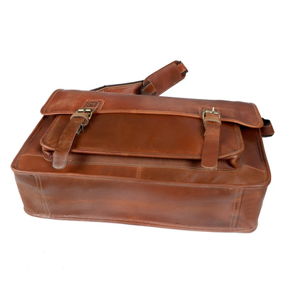 Tan Buffalo Leather Messenger Bag for Men – Landon Vintage Laptop Bag