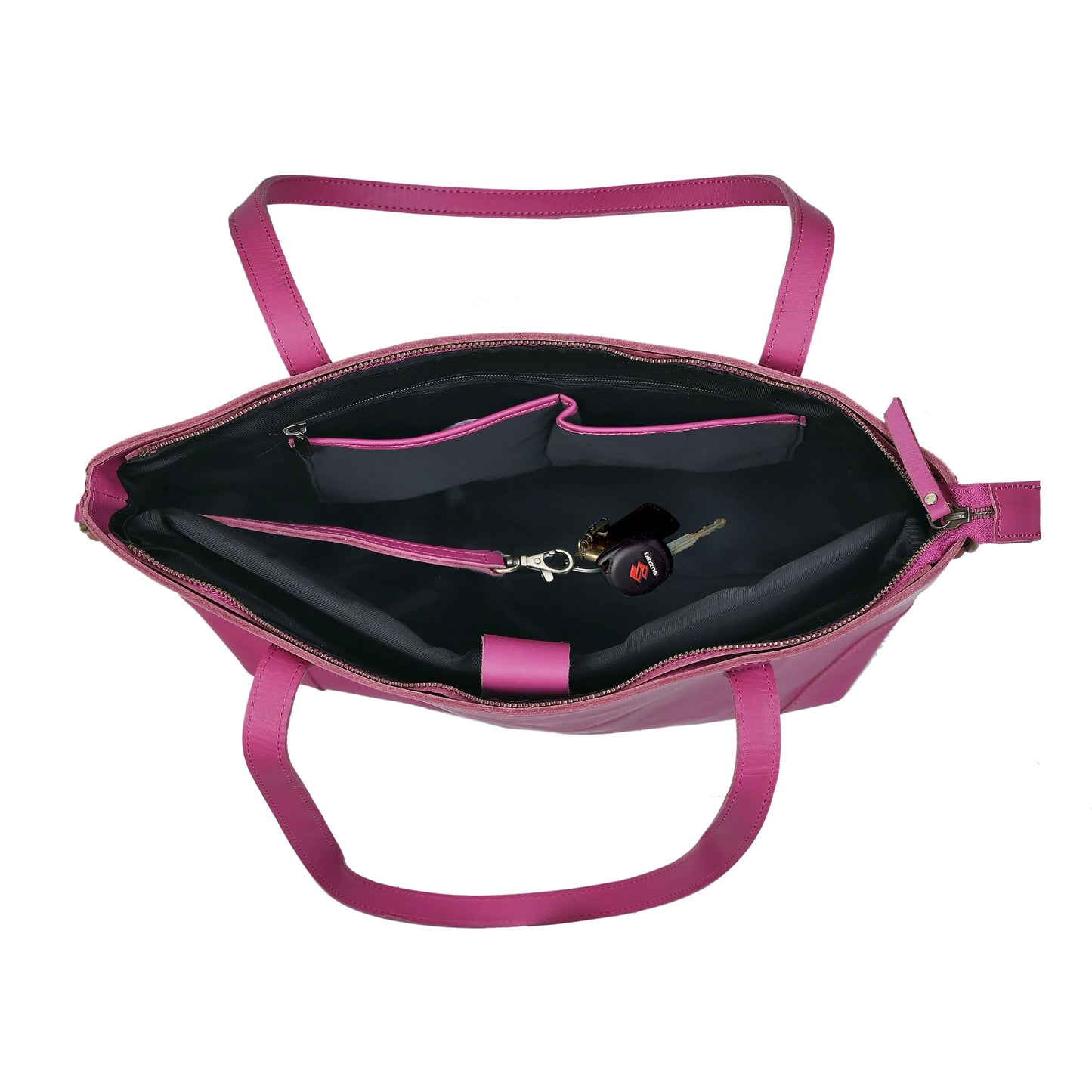 PORTLAND BUFFALO LEATHER TOTE BAG - PINK