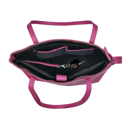PORTLAND BUFFALO LEATHER TOTE BAG - PINK