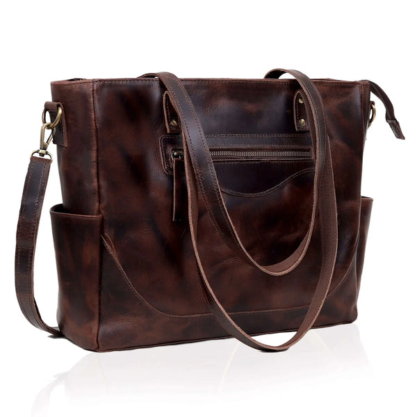 Chelsea Brown Leather Tote Bag For Women