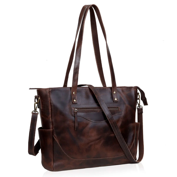 Chelsea Brown Leather Tote Bag For Women