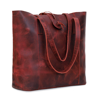 DENVER LEATHER TOTE BAG - RED