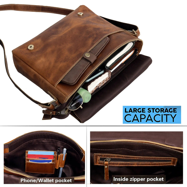 Hebden Bridge Leather Messenger Bag For Men