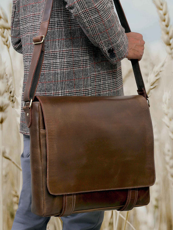 Oxford Leather Messenger Laptop Bag for Men & Women
