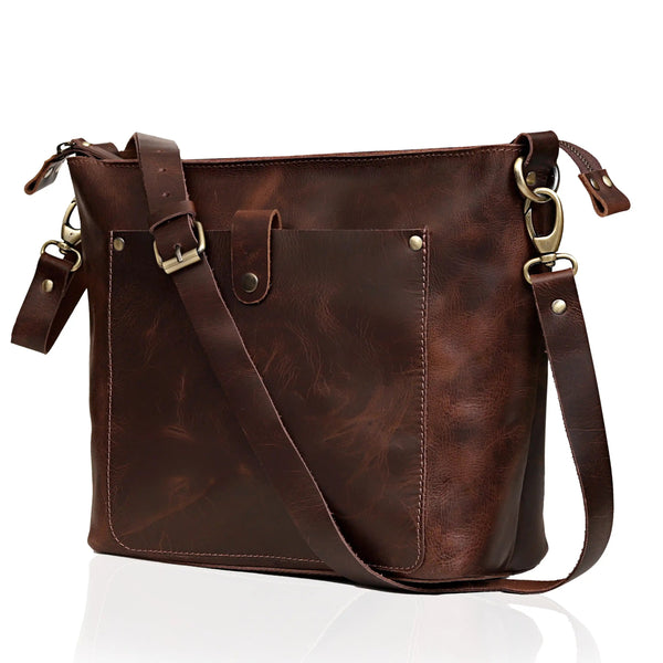 Manchester Brown Leather Tote Bag For Women