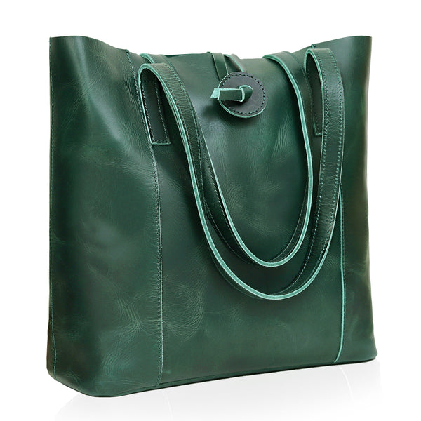 Wrexham Green Leather Tote Bag For Women