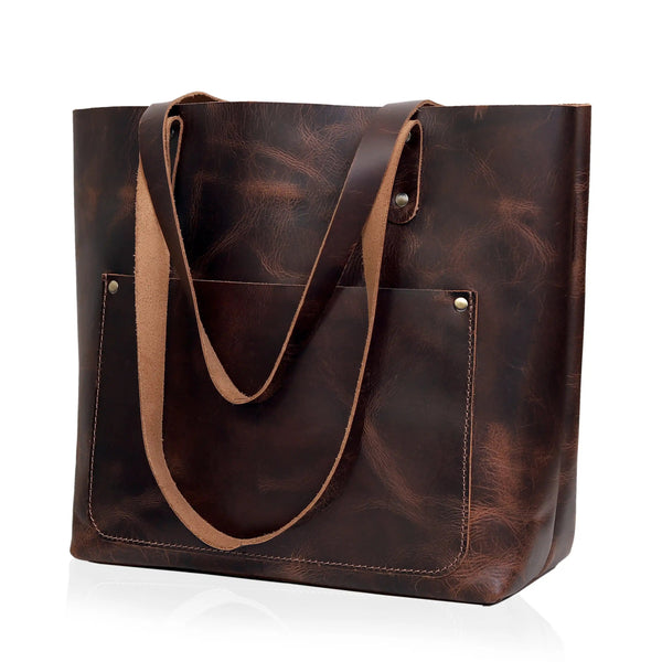 Leeds Brown Leather Tote Bag For Women