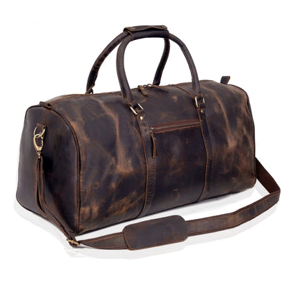 JOHN LEATHER DUFFEL BAG FOR MEN - VINTAGE BROWN