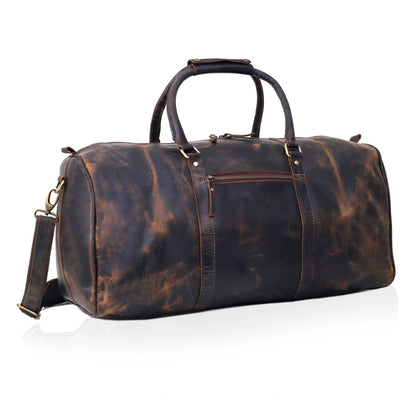 RUSTIC LEATHER DUFFEL BAG - VINTAGE BROWN