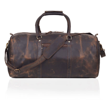 JOHN LEATHER DUFFEL BAG FOR MEN - VINTAGE BROWN