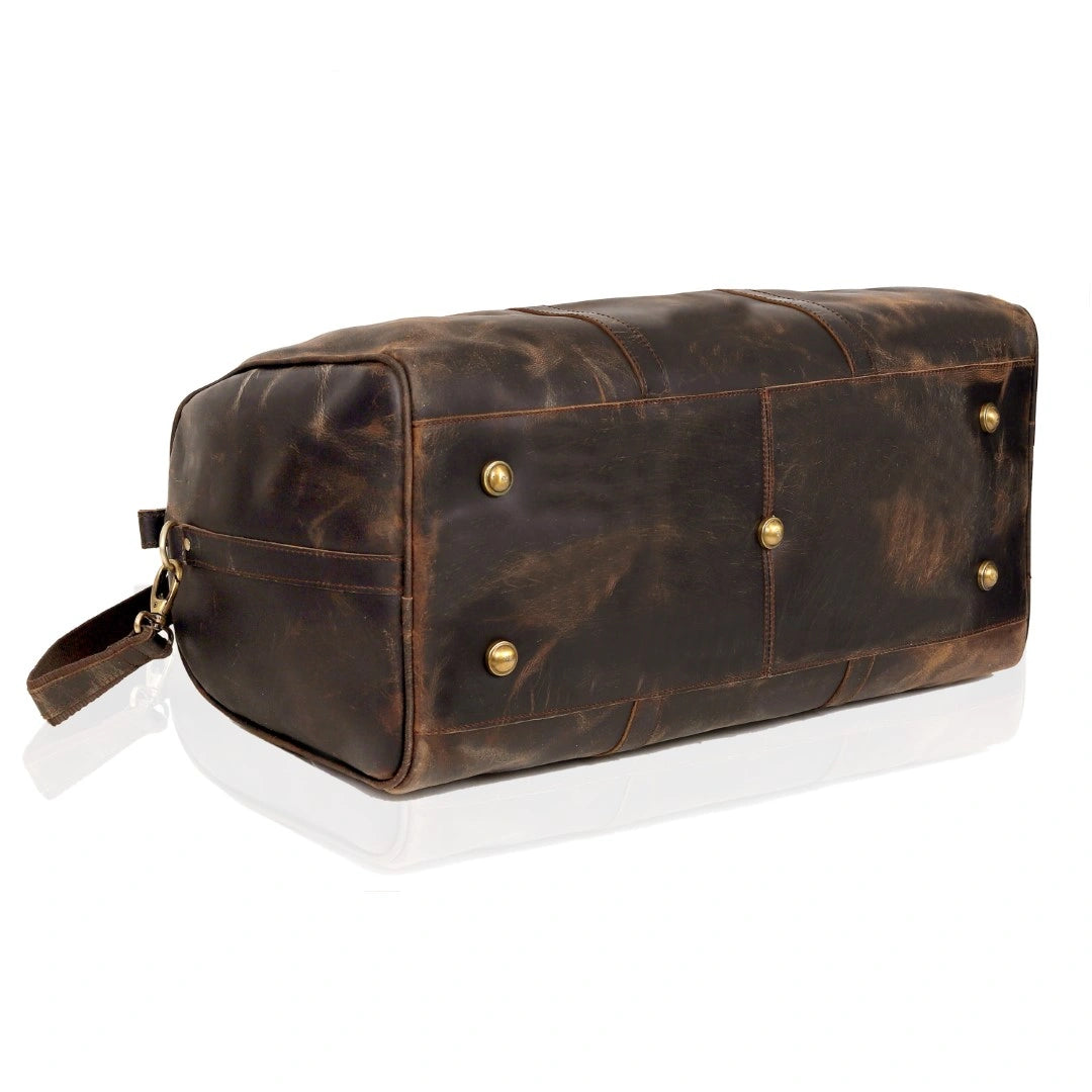 RUSTIC LEATHER DUFFEL BAG - VINTAGE BROWN