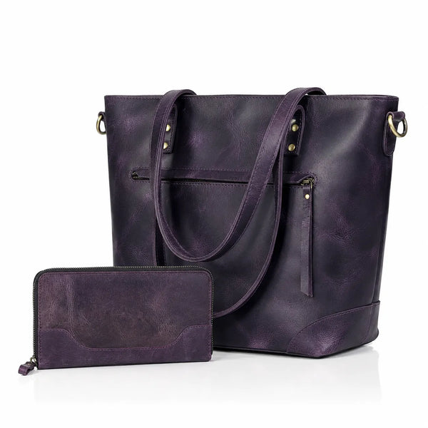 Bournemouth Purple Leather Tote Bag Combo For Women