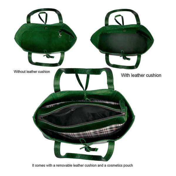 Wrexham Green Leather Tote Bag Combo For Women