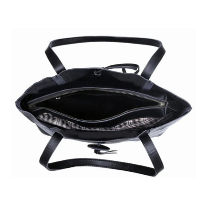 DENVER LEATHER TOTE BAG - BLACK