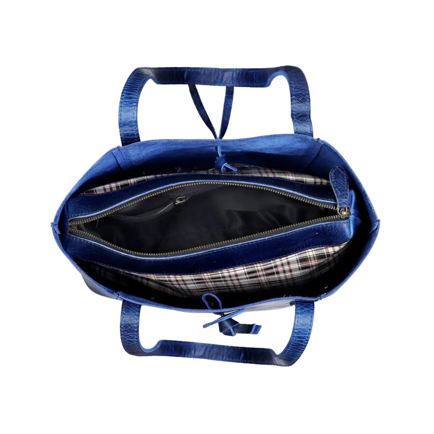 DENVER LEATHER TOTE BAG - BLUE