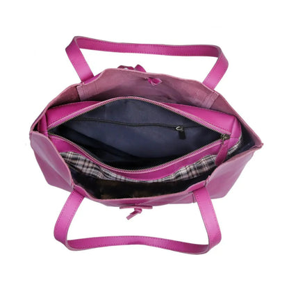 DENVER LEATHER TOTE BAG - PINK