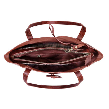 DENVER LEATHER TOTE BAG - RED